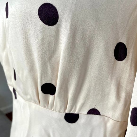Size 8 SHONA JOY Cream with Black spot polka dot 3/4 sleeve short dress - Picture 6 of 12